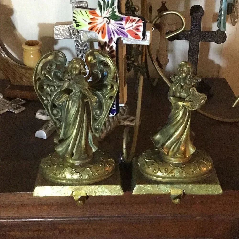 Stocking hangers vintage angel on missing wings